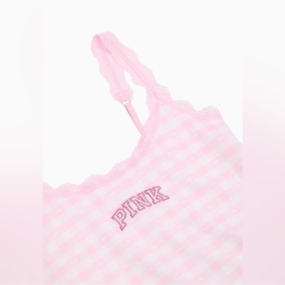 PINK X LoveShackFancy Cotton Cami Icon Gingham - Picture 3 of 5